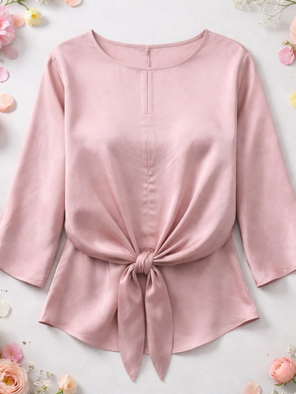 Talbots Women's Size 12 Lilac Tie Front Peplum Blouse Long Sleeve Zip Back Top